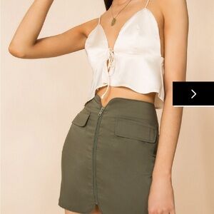 Superdown silk cropped tank top.
